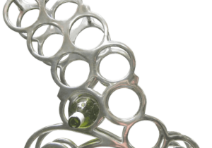 Wine Rack - 11 Bottle Holder - Aluminium - Table Top - Chrome Finish