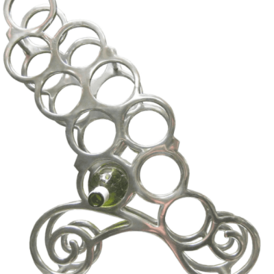 Wine Rack - 11 Bottle Holder - Aluminium - Table Top - Chrome Finish