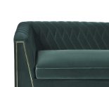 4 Seater Sofa - Deep Ribbed - Polished Brass Finish - Jungle Green Velvet