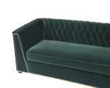 4 Seater Sofa - Deep Ribbed - Polished Brass Finish - Jungle Green Velvet