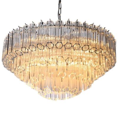 Chandelier - 4 Layer Tubular Faceted Glass Design - 11 Lights