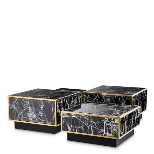 Coffee Table - Polished Brass & Faux Marble - Set of 4 - Parma Brass Range