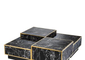 Coffee Table - Polished Brass & Faux Marble - Set of 4 - Parma Brass Range