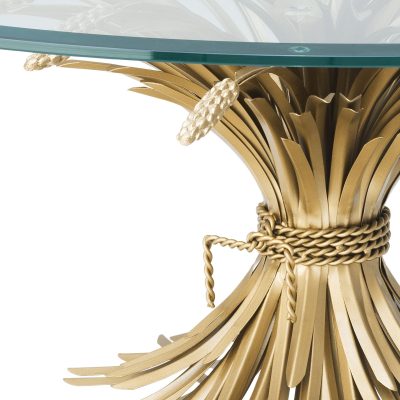 90cm Round Coffee Table – Antique Gold Metal Finish – Clear Tempered Glass
