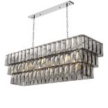 Oblong Chandelier - 10 Light - Cut Smoked Crystal - Chrome Surround