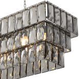 Oblong Chandelier - 10 Light - Cut Smoked Crystal - Chrome Surround