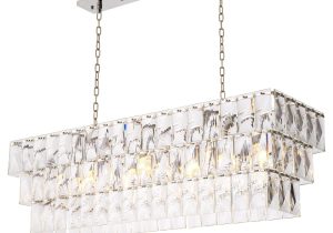 Oblong Chandelier - 10 Light - Cut Clear Crystal - Chrome Surround