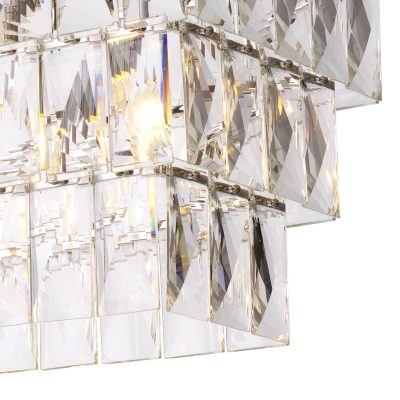 Oblong Chandelier – 10 Light – Cut Clear Crystal – Chrome Surround