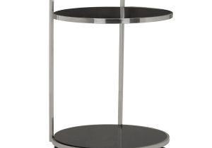 Drinks/Bar Trolley - 2 Tier Design - Chrome Surround & Black Glass