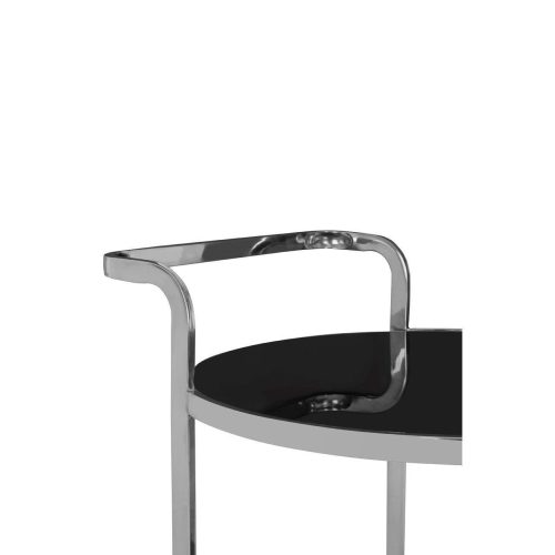 Drinks/Bar Trolley - 2 Tier Design - Chrome Surround & Black Glass