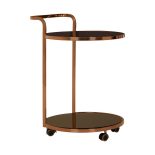 Drinks/Bar Trolley - 2 Tier Design - Rose Gold Surround & Black Glass