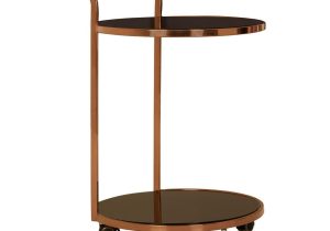 Drinks/Bar Trolley - 2 Tier Design - Rose Gold Surround & Black Glass