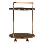 Drinks/Bar Trolley - 2 Tier Design - Rose Gold Surround & Black Glass