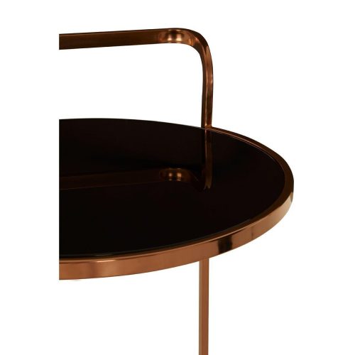 Drinks/Bar Trolley - 2 Tier Design - Rose Gold Surround & Black Glass