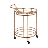 Drinks/Bar Trolley - 2 Tier Design - Gold Surround & Mirrored Shelf Finish