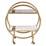 Drinks/Bar Trolley - 2 Tier Design - Brass Surround & Marble Shelf Finish