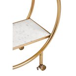 Drinks/Bar Trolley - 2 Tier Design - Brass Surround & Marble Shelf Finish