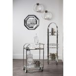 Drinks/Bar Trolley - 3 Tier Design - Chrome Surround & Glass Shelf Finish