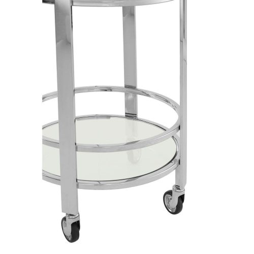 Drinks/Bar Trolley - 3 Tier Design - Chrome Surround & Glass Shelf Finish