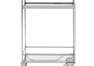 Drinks/Bar Trolley - 2 Tier Design - Chrome Surround & Clear Glass