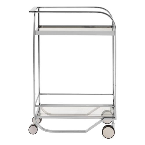 Drinks/Bar Trolley - 2 Tier Design - Chrome Surround & Clear Glass