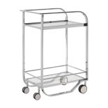 Drinks/Bar Trolley - 2 Tier Design - Chrome Surround & Clear Glass