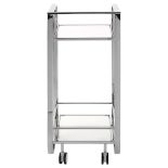 Drinks/Bar Trolley - 2 Tier Design - Chrome Surround & Clear Glass