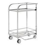 Drinks/Bar Trolley - 2 Tier Design - Chrome Surround & Clear Glass