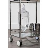 Drinks/Bar Trolley - 2 Tier Design - Chrome Surround & Clear Glass