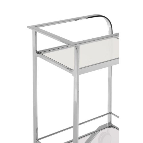 Drinks/Bar Trolley - 2 Tier Design - Chrome Surround & Clear Glass