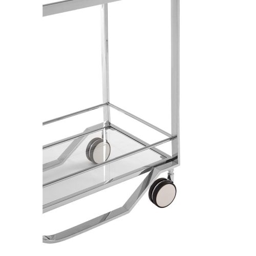 Drinks/Bar Trolley - 2 Tier Design - Chrome Surround & Clear Glass