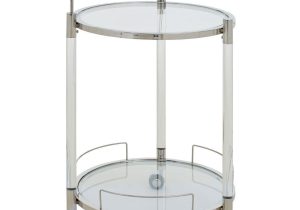 Drinks/Bar Trolley - 2 Tier Design - Chrome/Acrylic Surround & Clear Glass
