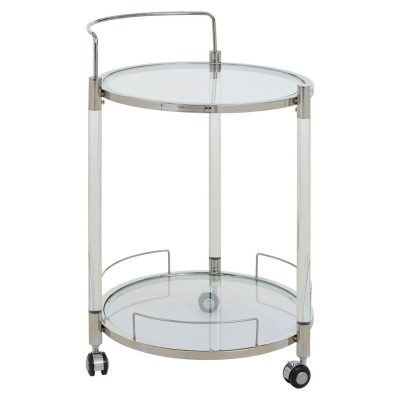 Drinks/Bar Trolley – 2 Tier Design – Chrome/Acrylic Surround & Clear Glass