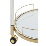 Drinks/Bar Trolley - 2 Tier Design - Brass/Acrylic Surround & Clear Glass