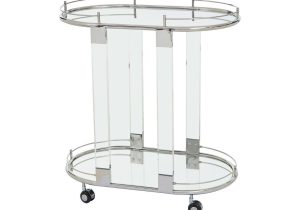 Drinks/Bar Trolley - 2 Tier Design - Chrome/Acrylic Surround & Clear Glass