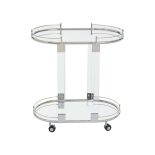 Drinks/Bar Trolley - 2 Tier Design - Chrome/Acrylic Surround & Clear Glass