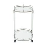 Drinks/Bar Trolley - 2 Tier Design - Chrome/Acrylic Surround & Clear Glass