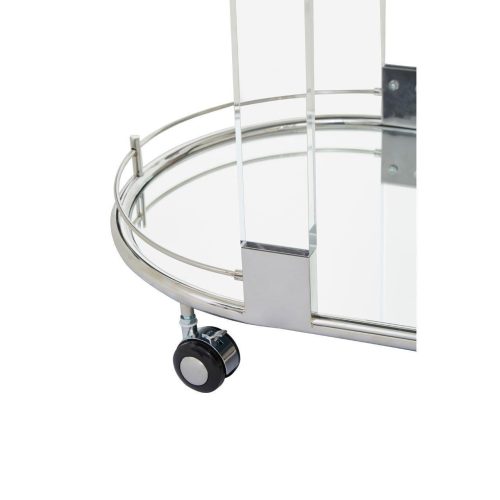 Drinks/Bar Trolley - 2 Tier Design - Chrome/Acrylic Surround & Clear Glass