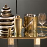 Drinks/Bar Trolley - 2 Tier Design - Brass/Acrylic Surround & Clear Glass