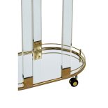 Drinks/Bar Trolley - 2 Tier Design - Brass/Acrylic Surround & Clear Glass