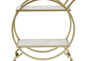 Drinks/Bar Trolley - 2 Tier Design - Brass Surround & Marble Shelf Finish