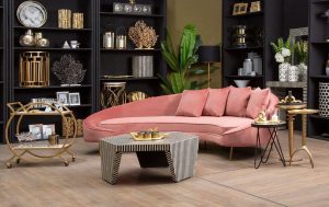 Drinks/Bar Trolley - 2 Tier Design - Brass Surround & Marble Shelf Finish