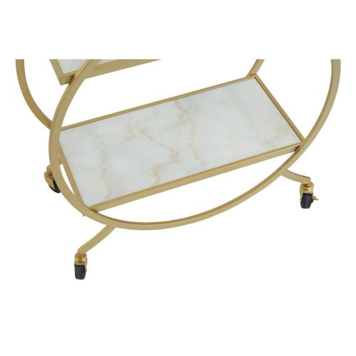 Drinks/Bar Trolley - 2 Tier Design - Brass Surround & Marble Shelf Finish