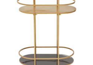 Drinks/Bar Trolley - 2 Tier Design - Brass Surround & Enamel Shelf Finish