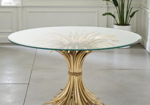 Antique Gold 'Wheatsheaf' Round Dining Table - 130cm