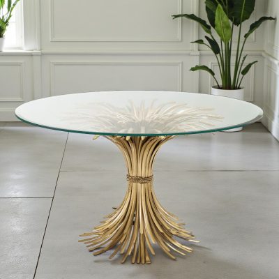 Antique Gold 'Wheatsheaf' Round Dining Table - 130cm