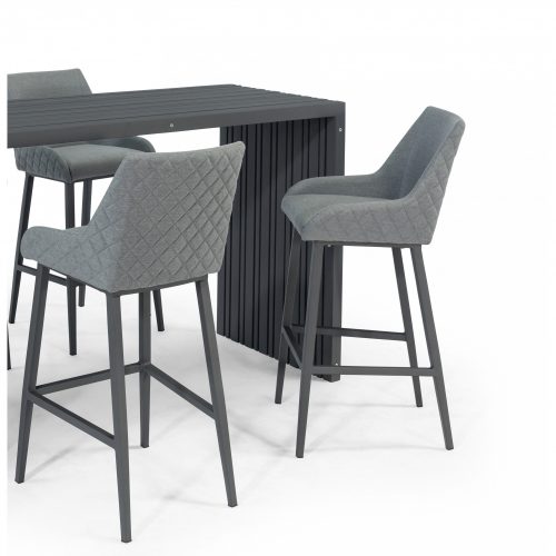 6 Seat Rectangular Garden Bar Dining Set - All Weather Grey/Flanelle Fabric