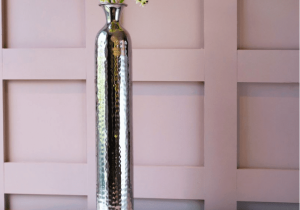 Tulip Vase - Dimpled Design - Polished Hammered Metal Finish - Large