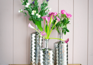 Vase - Scalloped Design - Polished Hammered Metal Finish - Small