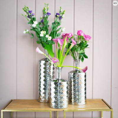 Vase - Scalloped Design - Polished Hammered Metal Finish - Small